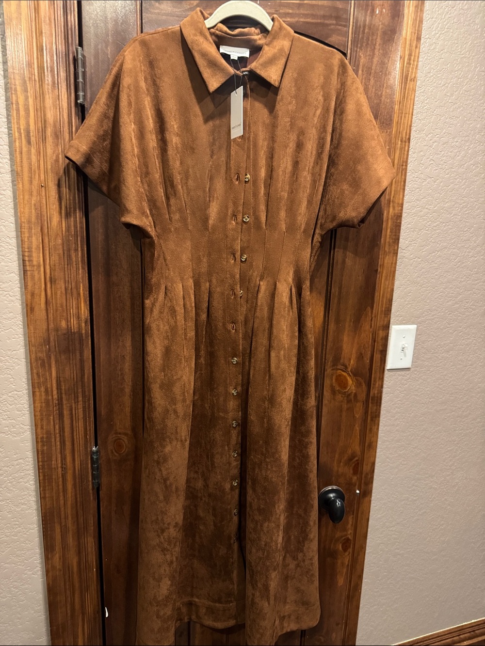 Gibson Latimer Rust-Brown Button Front Midi Dress